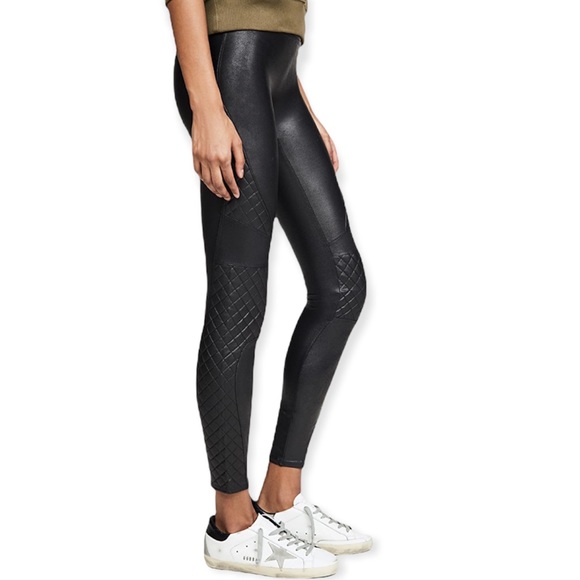 SPANX Pants - ⭐️⭐️SOLD⭐️⭐️Spanx Black Quilted Faux Leather Leggings S